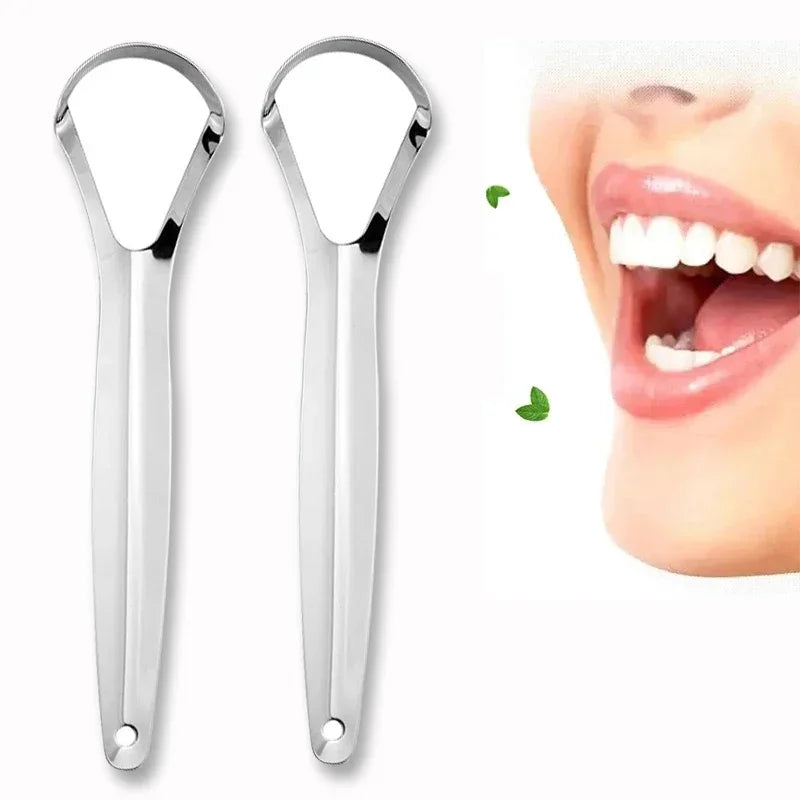 Halitosis Tongue Coating Tongue Scraper Stainless Steel Cleaning Remover Tongue Coated Brush Scraping Tongue Oral Hygiene Tools