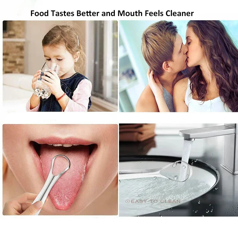 Halitosis Tongue Coating Tongue Scraper Stainless Steel Cleaning Remover Tongue Coated Brush Scraping Tongue Oral Hygiene Tools