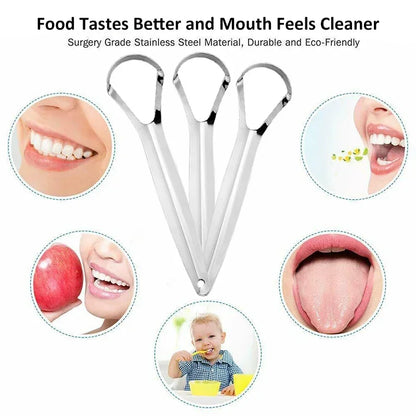 Halitosis Tongue Coating Tongue Scraper Stainless Steel Cleaning Remover Tongue Coated Brush Scraping Tongue Oral Hygiene Tools