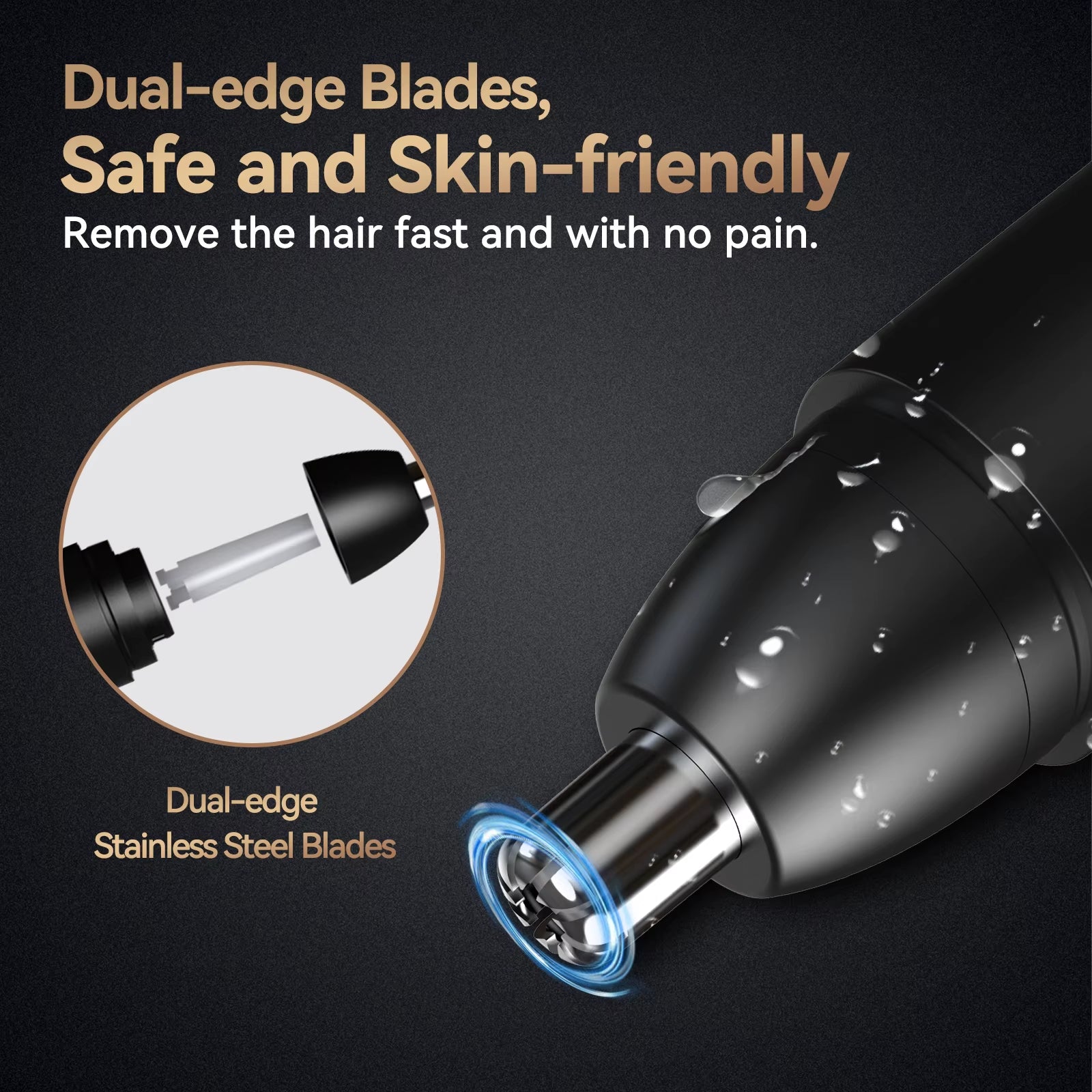 Nose Hair Trimmer for Men Rechargeable 360 Rotating Dual-Blade Electric Shaver Eyebrows Nose Hair Trimmer Painless Safe