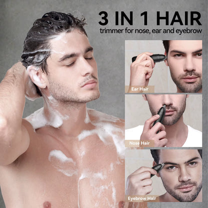Nose Hair Trimmer for Men Rechargeable 360 Rotating Dual-Blade Electric Shaver Eyebrows Nose Hair Trimmer Painless Safe