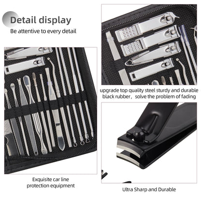 8/32Pcs Manicure Set Professional Pedicure Kit Nail Scissors Grooming Kit Stainless Steel Manicure Cutters Nail Beauty Tools